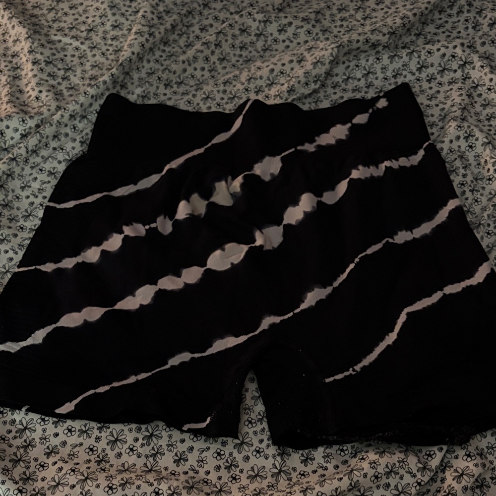 SHEIN Black and White Tie-Dye Bike Shorts